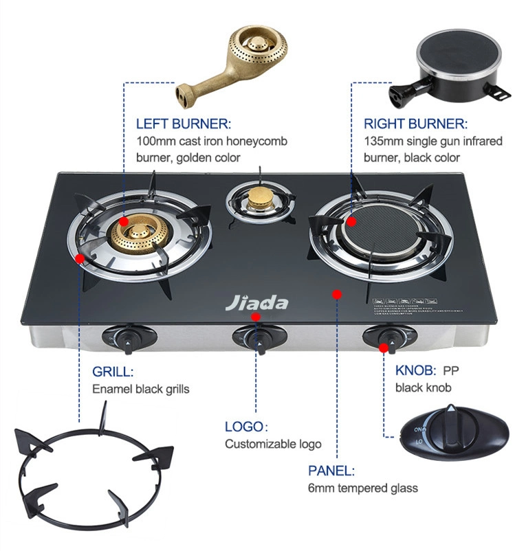 High Quality Mulit Function Automatic Ignition 3 Burner Cooking Infrared Heavy Duty Gas Burner Stove