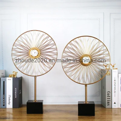 Modern Creative Golden Clock Home Crafts TV Cabinet Entrance Decoration Art and Crafts Metal Craft Luxury