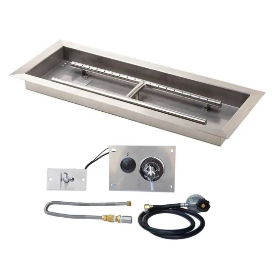 Rectangular Stainless Steel Drop in Fire Pit Pan and Burner