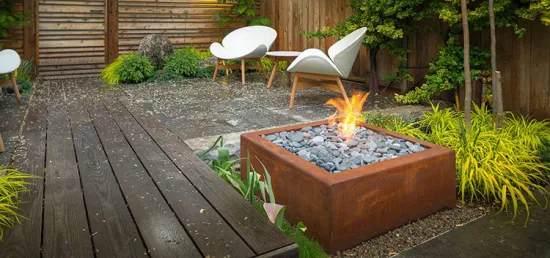 Corten Steel Square Shape Decoration Outdoor Gas Fire Pit