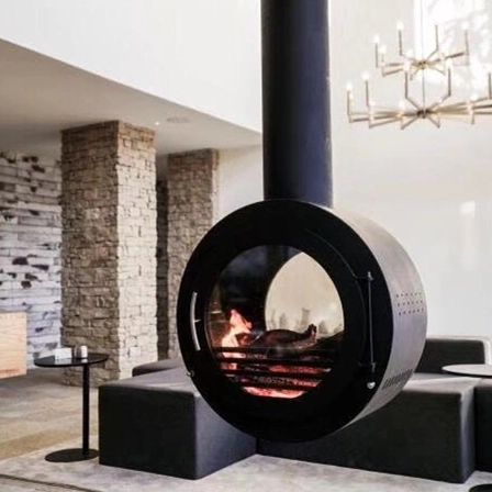 Hanging and Rotating Indoor Hotel Steel Fireplace